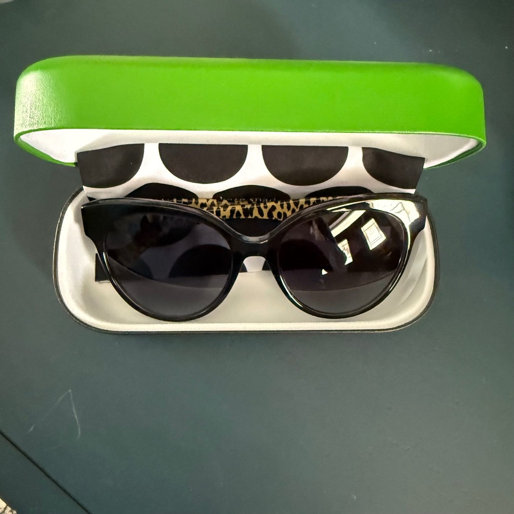Kate Spade New Aubriella Cat Eye Sunglasses Black Leopard HWJ9O 55mm with Case